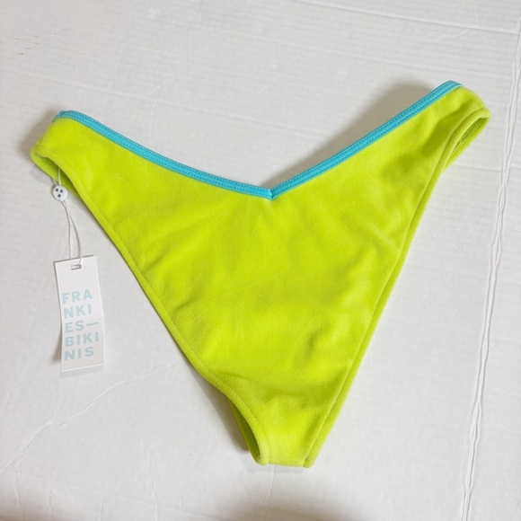Frankies Bikinis Siren Enzo Terry Bottom Size Large New NWT Neon Green Blue - Picture 4 of 10